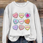 Teacher Conversation Hearts Valentine's Day Print Casual Sweatshirt