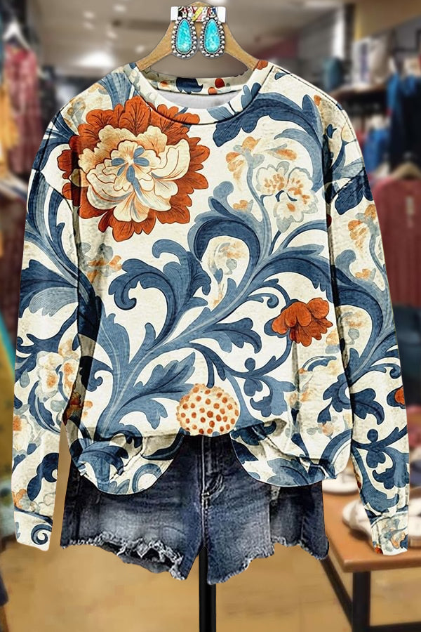 Mixed Floral Print Sweatshirt