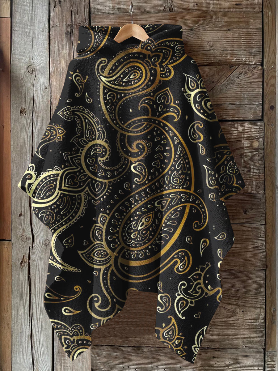 Paisley Art Print Hooded Warm Shawl