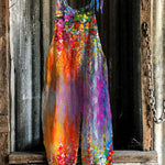 Hanging Flowers Oil Painting Loose Fit Jumpsuit