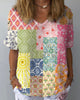 Women's Casual Floral Loose Short Sleeve Top
