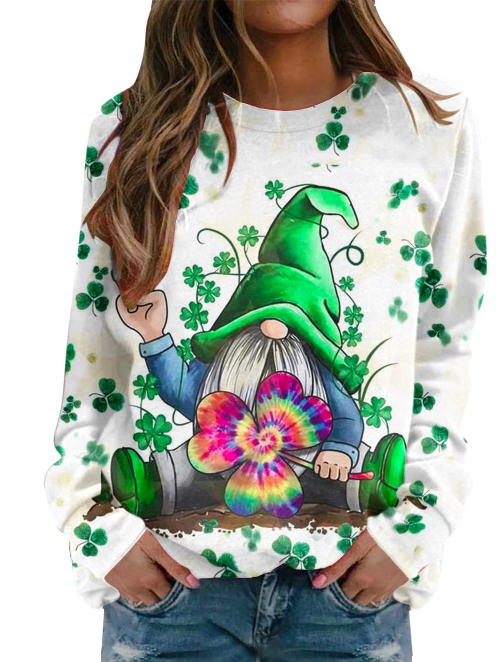 Women's Shamrock Print Sweatshirt
