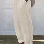 Women's Printed Cotton And Linen Casual Pants