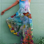 Retro Print Casual Loose Jumpsuit