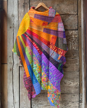 Hippie Cheerful Sunflower Print Hooded Cape