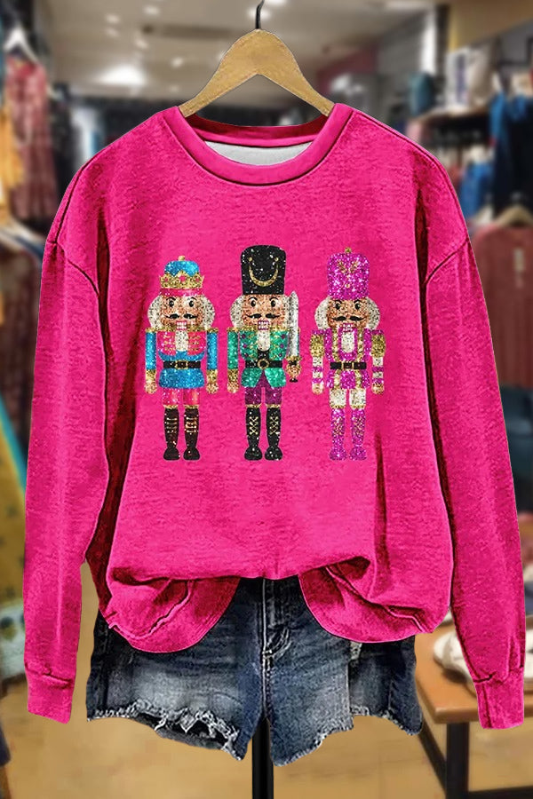 Nutcracker Print Christmas Sweatshirt
