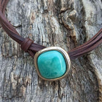Boho Turquoise Alloy Leather Rope Pendant
