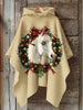 Christmas Horse Art Print Hooded Warm Cape