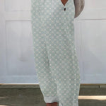 Women's Abstract Geometry Art Pattern Printed Cotton And Linen Casual Pants