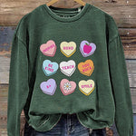 Teacher Conversation Hearts Valentine's Day Print Casual Sweatshirt