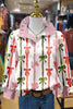 Sweet Christmas Bows Print Striped Top