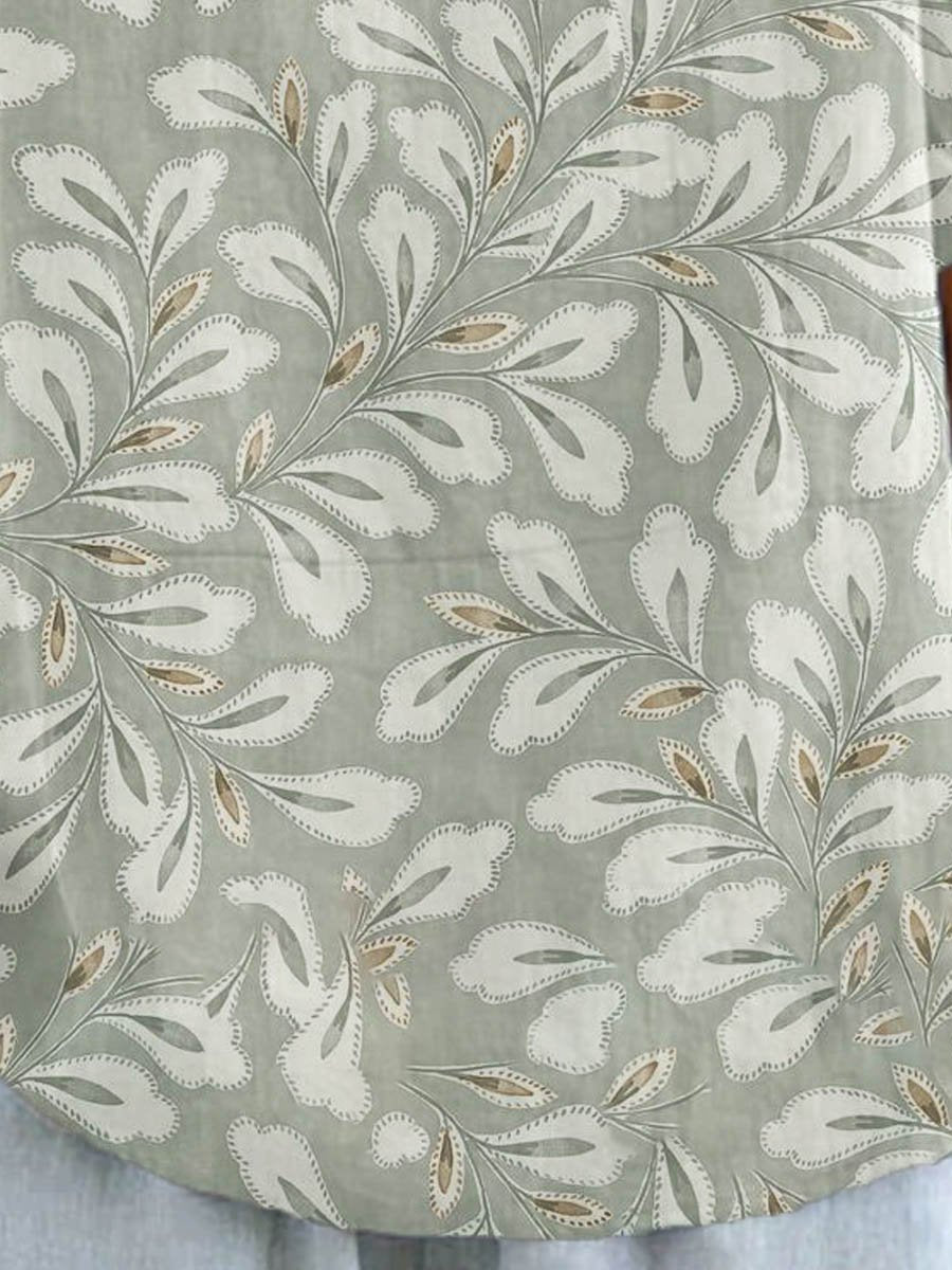 Women's Flower And Leaf Art Pattern Print Casual Cotton And Linen Shirt