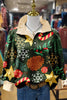 Mixed Christmas Print Striped Top