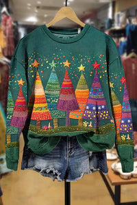 Art Christmas Tree Print Sweatshirt