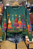 Art Christmas Tree Print Sweatshirt