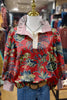 Vintgae Floral Print Striped Collar Top