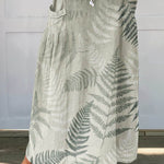 Women's Flowers And Leaves Art Pattern Print Linen Pocket Skirt