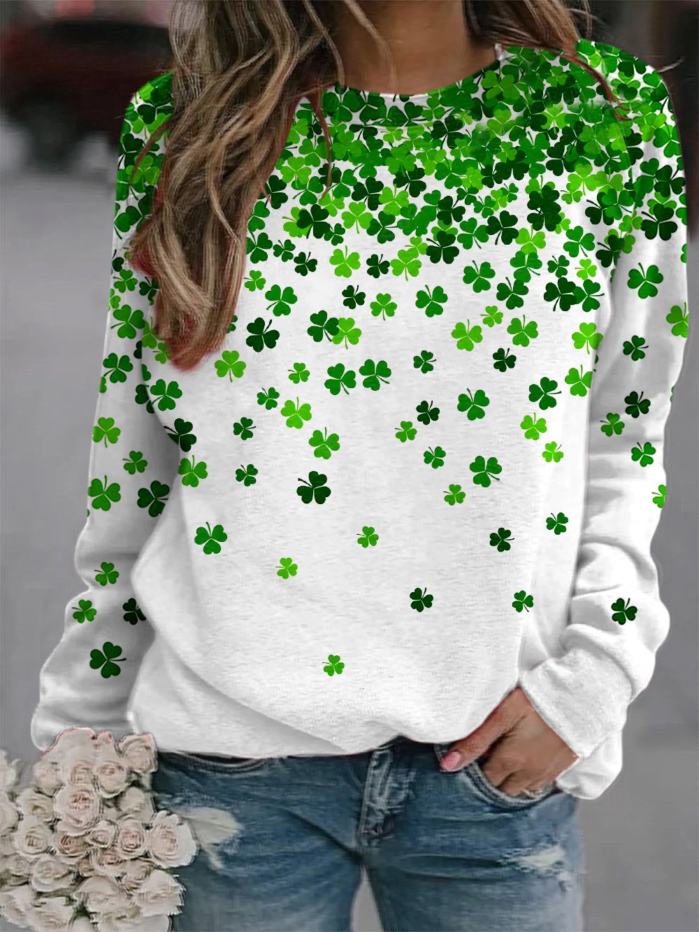 Women's St. Patrick's Day Shamrock Print Sweatshirt