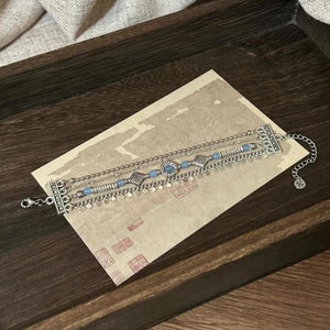 Vintage Layered Blue Tassel Bracelet