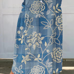Women's Flowers And Leaves Art Pattern Print Linen Pocket Skirt