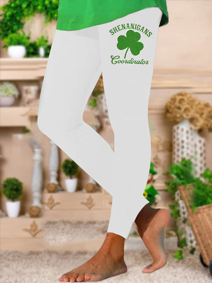WOMEN'S ST. PATRICK'S DAY LUCKY SHAMROCK  STRETCH LEGGINGS