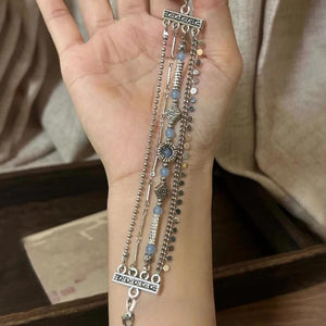 Vintage Layered Blue Tassel Bracelet