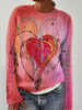 Women's French Heart Valentine's Day Crew Neck Sweatshirt