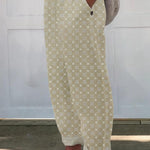 Women's Abstract Geometry Art Pattern Printed Cotton And Linen Casual Pants