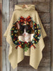 Christmas Cat Art Print Hooded Warm Cape