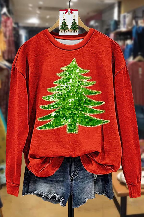 Sequi Christmas Tree Patch Long Sleeve Sweatshirt