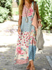 Vacation Bohemian Retro Floral Sleeveless V-neck Loose Dress