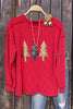 Sequin Christmas Tree Patch Ribbed Sweatshirt