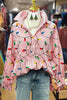 Christmas Lights Print Striped Blouse