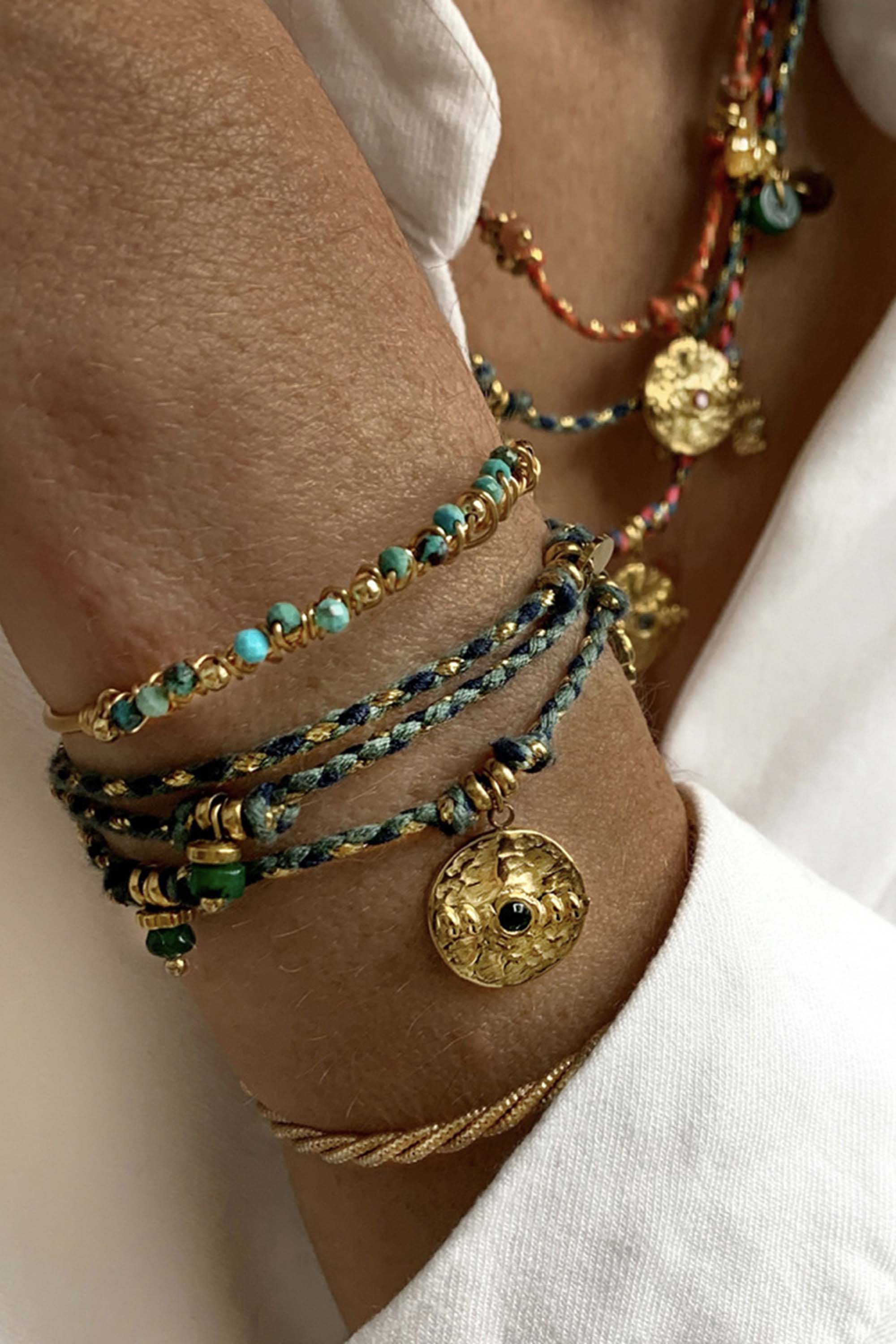 Bohemian style natural stone vintage bracelet