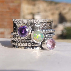 🎁Bohemian Gemstone Meditation Spinner Ring