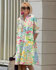 Vintage Floral Long Sleeve Pocket Shirt Dress