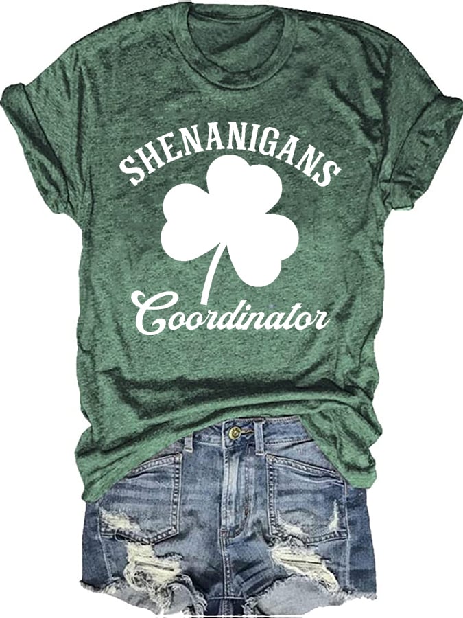 Women'S Clover Print Short Sleeve T-Shirt