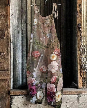Floral Print Loose Casual Jumpsuit