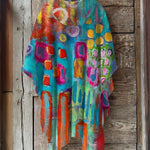 Retro Abstract Geometric Art Print Hooded Cape