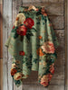 Retro Floral Art Print Hooded Warm Shawl