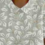 Women's Flower And Leaf Art Pattern Print Casual Cotton And Linen Shirt