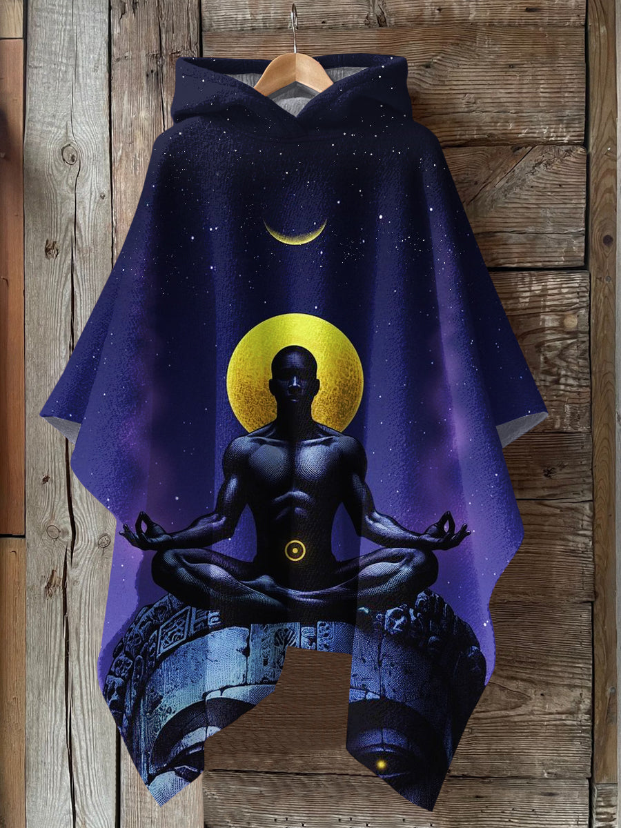 Retro Black African Art Print Hooded Warm Shawl