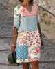 Retro Contrast Floral Casual Dress