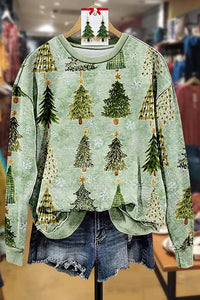 Christmas Tree Print Long Sleeve Sweatshirt