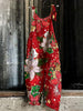 Ladies Christmas Flower Print Casual Jumpsuit