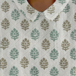 Women's Abstract Geometry Art Pattern Print Casual Cotton And Linen Shirt