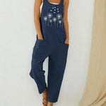 Straps Butterflies Flower Print Casual Jumpsuit For Women