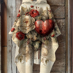 Chic Valentine's Day Heart-Shaped Floral Vintage Hooded Cape